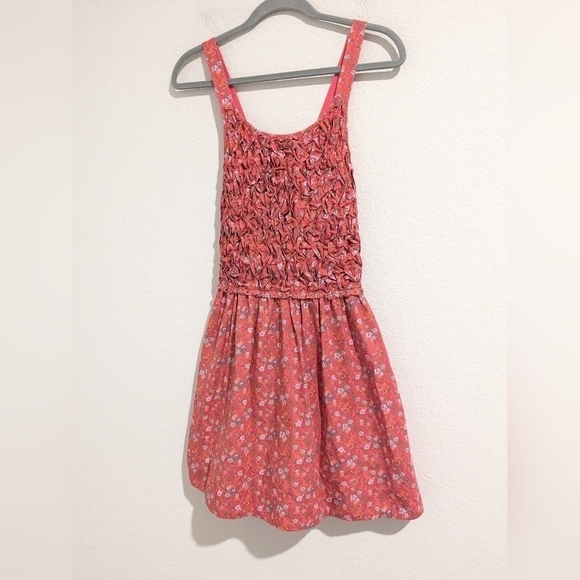 Free People Red Ditsy Floral Smocked Sleeveless Flowy Petunia Mini Dress Girly - Picture 6 of 13